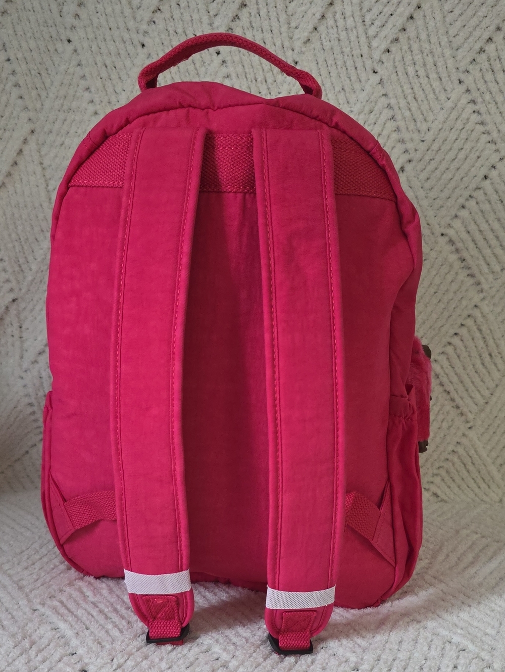 Kipling Raspberry Pink Nylon Backpack with Monkey Charm - Picture 3 of 7